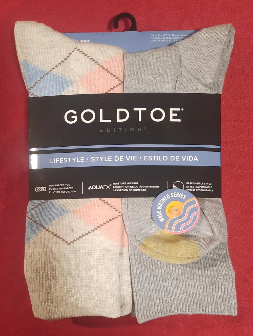 Gold Toe Edition Men's Argyle and Solid Lifestyle Crew Socks - Gray, Green Blue